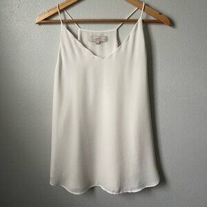 LOFT Women's Scallop V-Neck Strappy Blouse